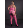 Ouch! Glow Ensemble Bustier Dos nu et Porte-Jarretelles 2 Pièces Rose Fluo